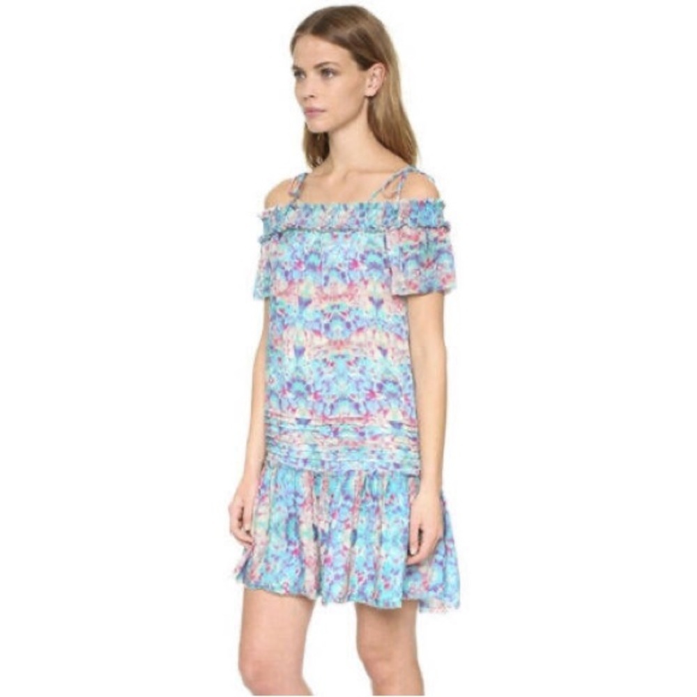 Pepin 10 Willa Watercolor Ruched Shoulder Mini Dress
